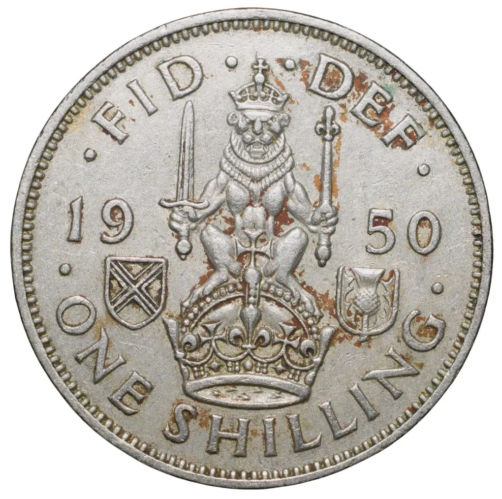 Copper-Nickel Shilling of George VI (AD 1950) of Great Brittain