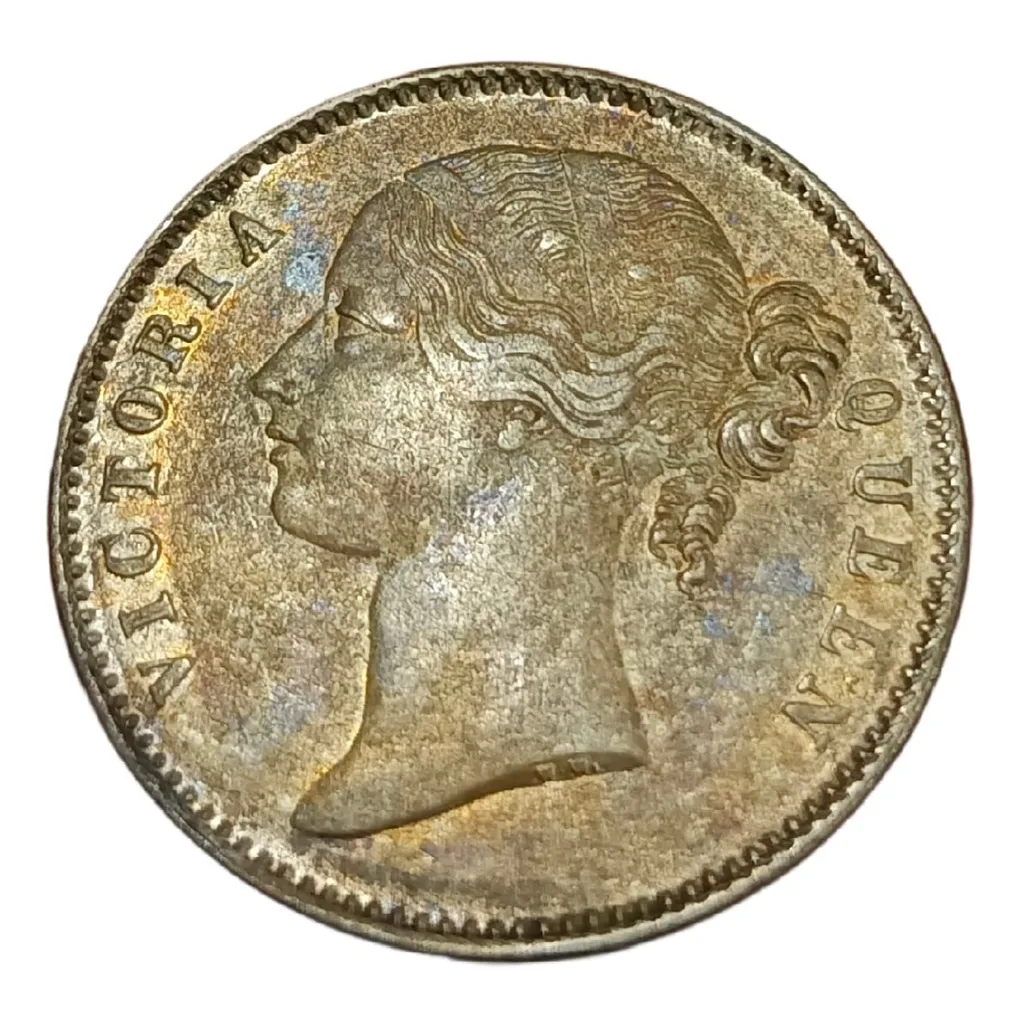 British India Silver Rupee “East India Company” Year 1840 Queen Divided Legends with “W.w.” Incuse **V. Scare** High Collectable Grade.