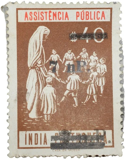 Postal Stamp of India Portugues - Assistencia Publica Cancelled and Over Printed Brown 7 New Paise by GOI, Mint Un-Used as per Image.