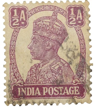 Postal Stamp of George VI 1/2 Anna Murhoom Colour - Used Condition as per Image.