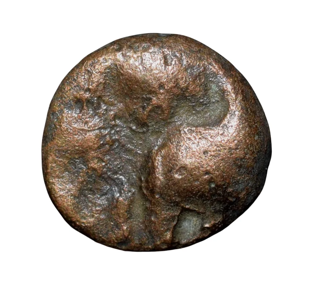 Copper Coin of Satavahan Dynasty (1st Cen. BC) from Marathwada Region Elephant-Swastik/Ujjaini Type