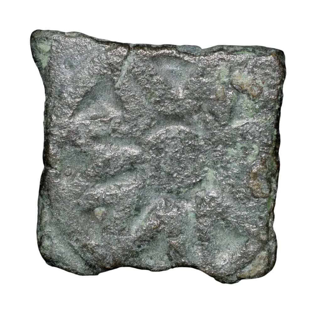 Copper Coin of Maharathis of Andhra(200 BC) with Lion/Lotus Flower Rare