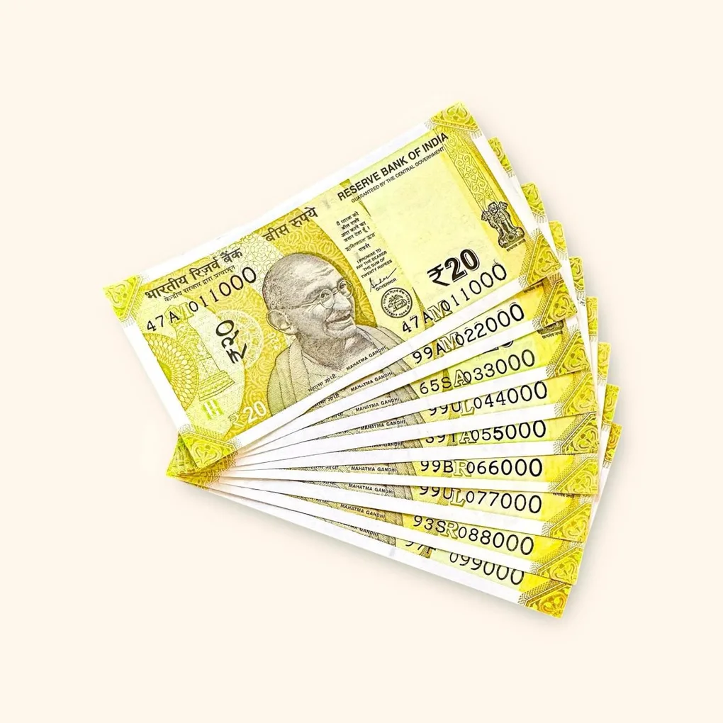 Rs 20 India Banknote Fancy Number Set 011000 till 099000 Gem Unc Very Unique and Rare