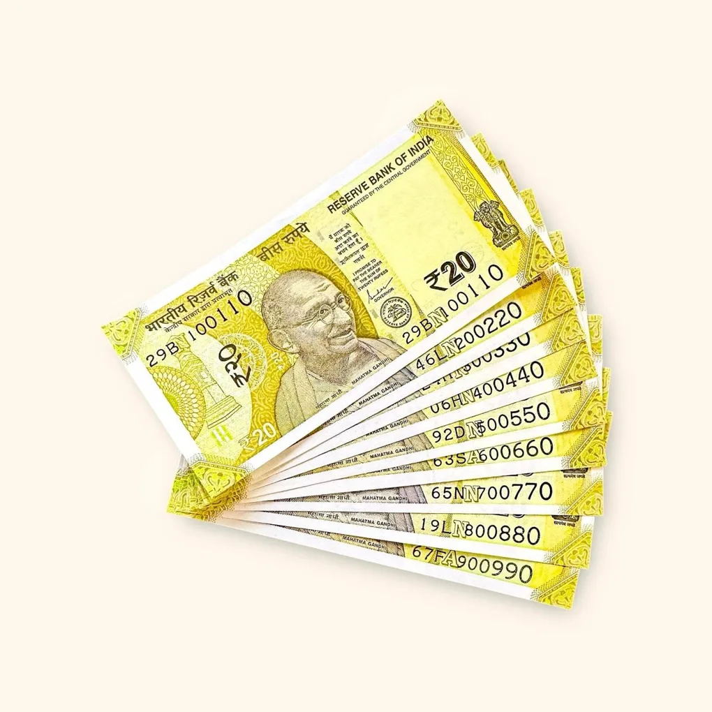 Rs 20 India Banknote Fancy Number Set 100110 till 900990 Gem Unc Very Unique and Rare