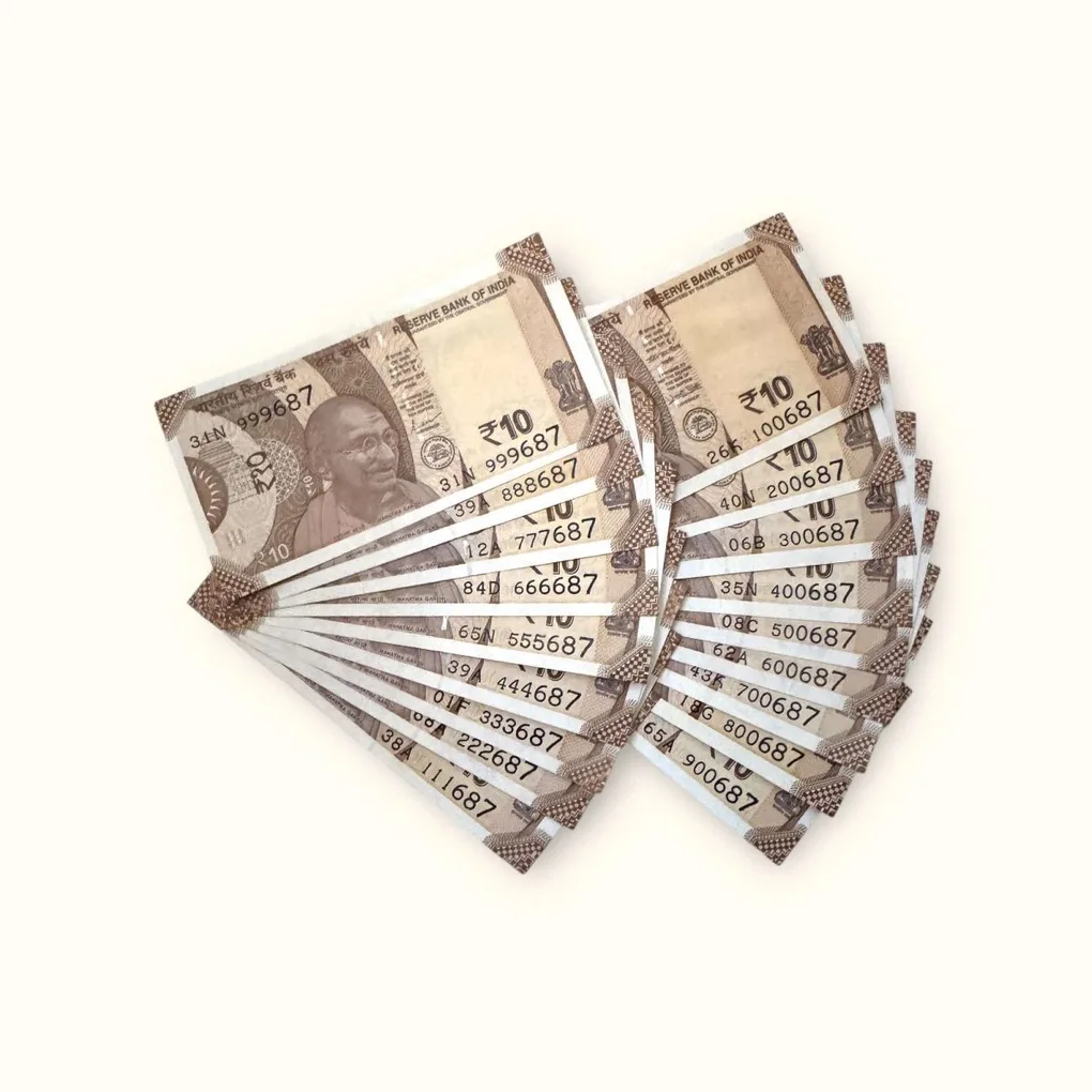 Rs 10 India Banknote Set 100687 to 999687 Gem UNC Unique and Rare 18 Note set