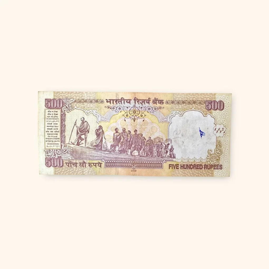 Rs 500 India Banknote Previous Issue Small Font Fancy Number 333333 Unique and Rare