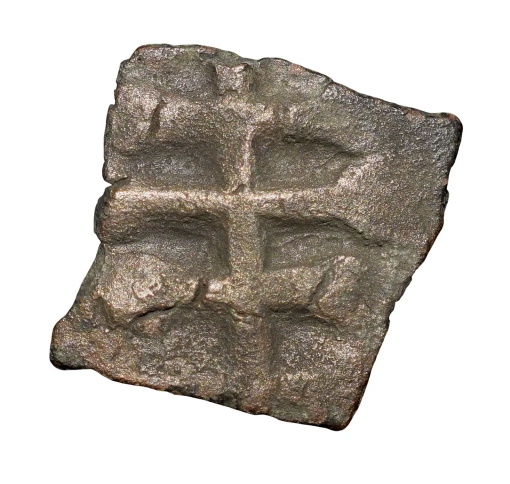 Copper Coin of Satavahan Dynasty (1st Cen. BC) from Vidarbha(Amravati) Region with 6-Arched Hill/Tree Railing