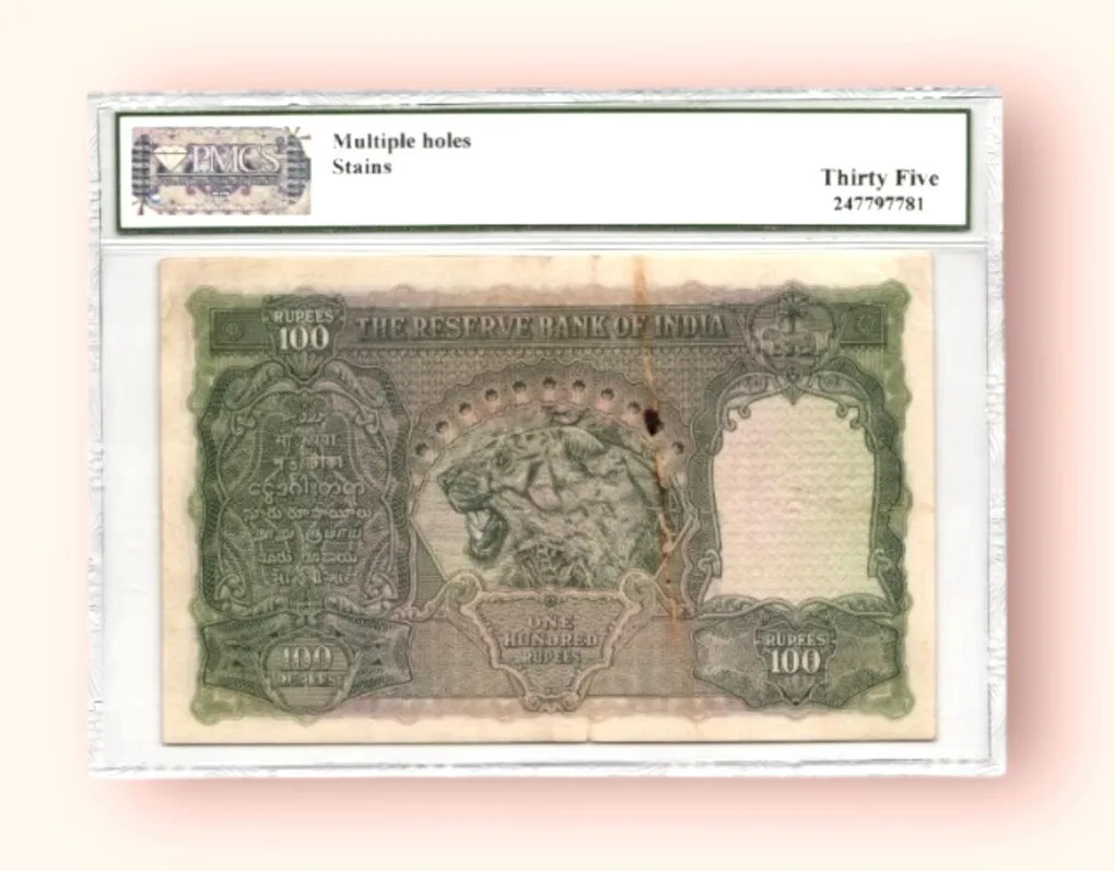 Rs 100 British India Banknote King George VI Graded 35 signed by C D Deshmukh Unique and Rare