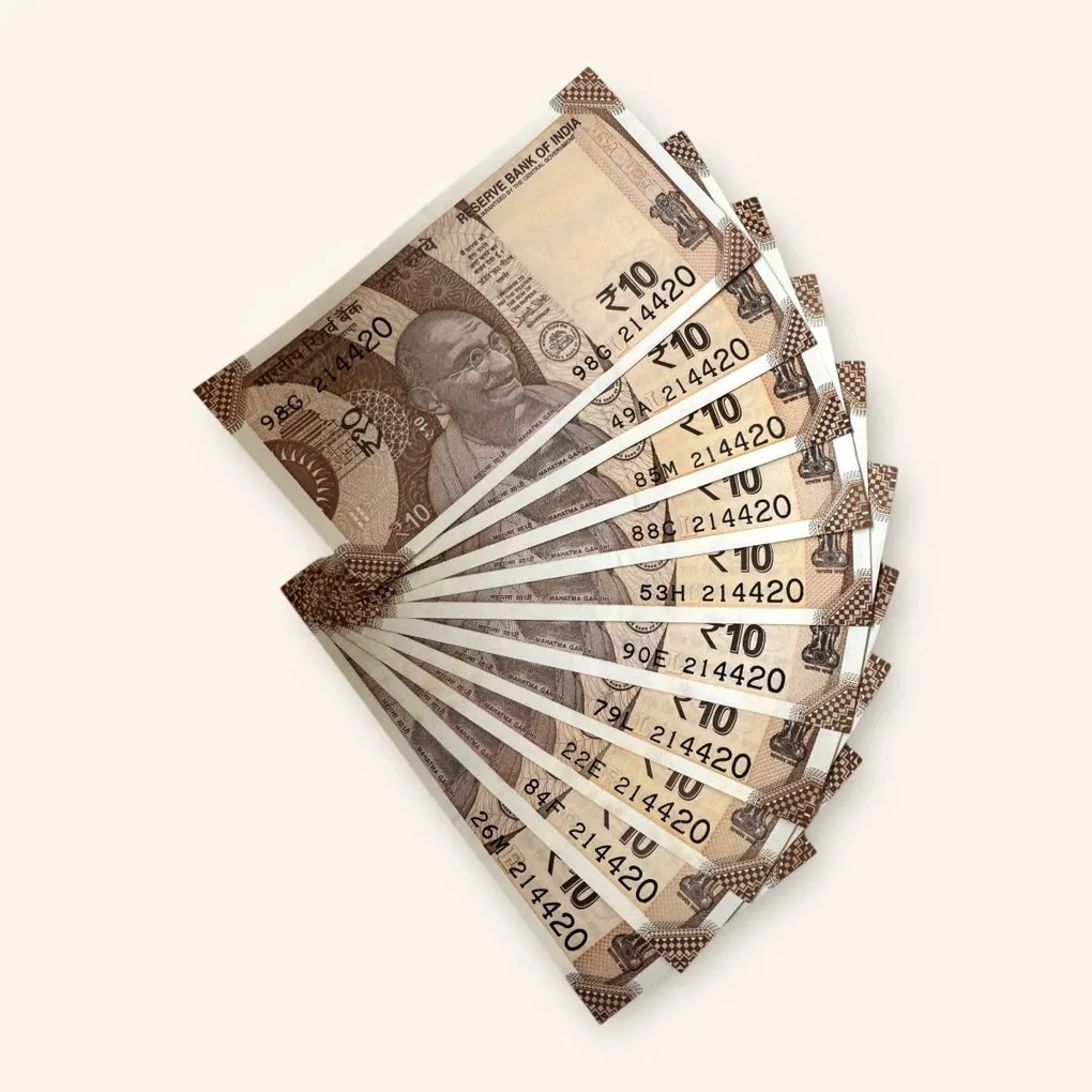 Rs 10 India Banknote Holy Solid Number 214420 10 Note Set Gem Unc Unique and Rare