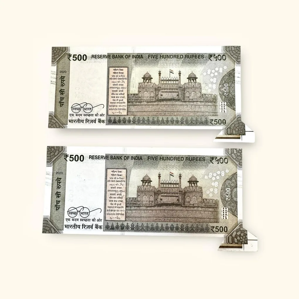 Rs 500 India Banknote Error Extra Paper Butterfly Unique and Rare