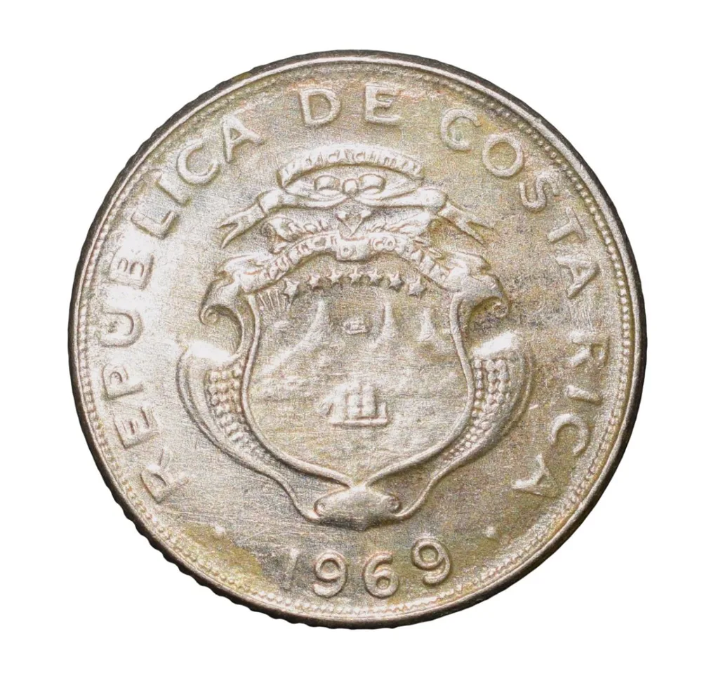 Copper-Nickel 5 Centimos of Costa Rica Island Country (AD 1969) America Central Rare