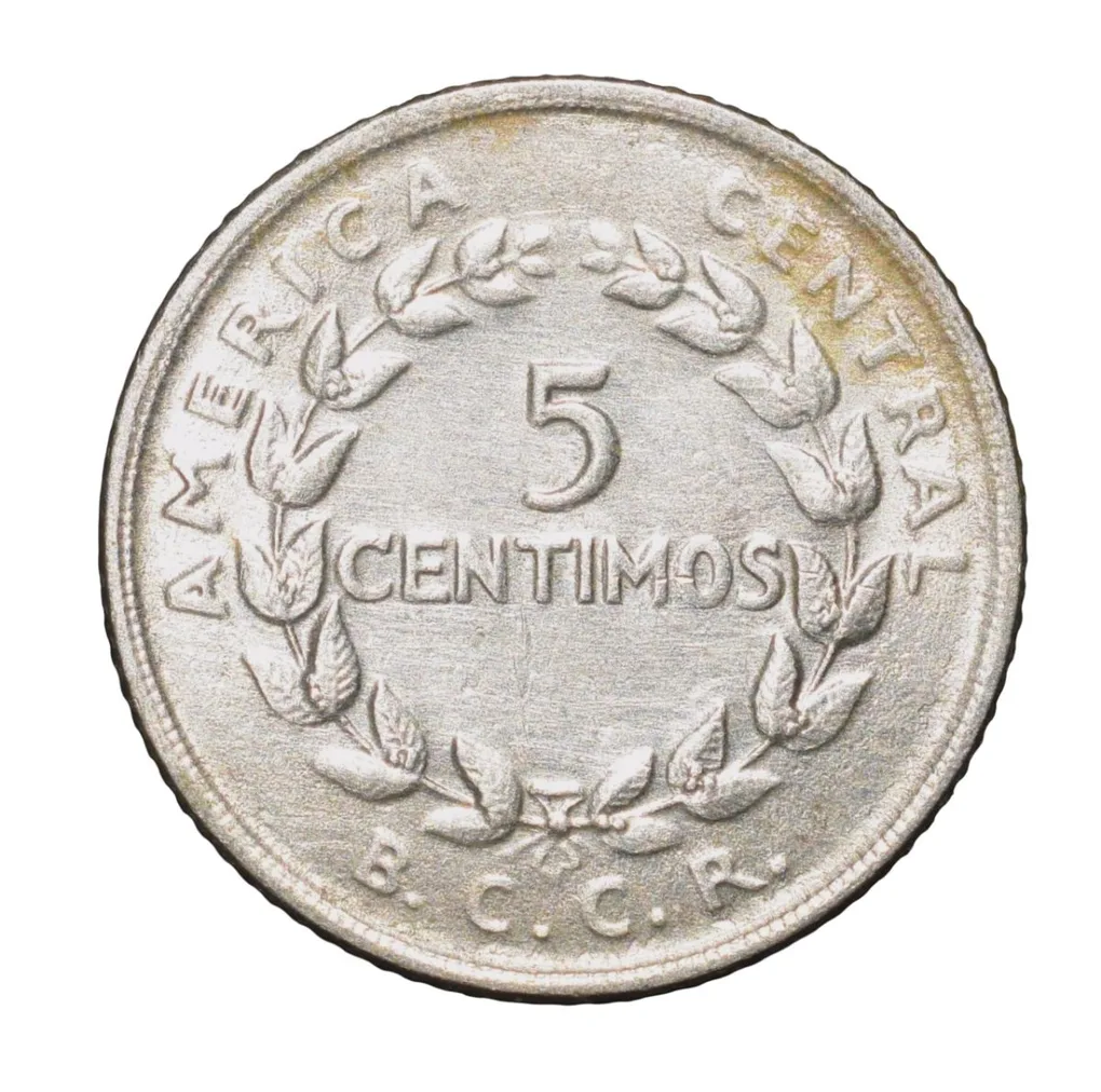 Copper-Nickel 5 Centimos of Costa Rica Island Country (AD 1969) America Central Rare