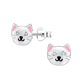 Silver Cat Stud Earrings Very Unique and Rare Anti Tarnish