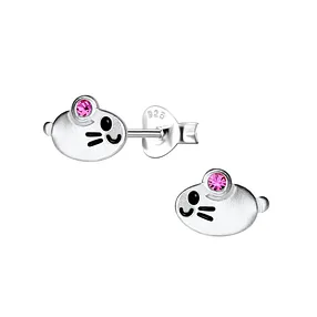 Silver mouse Stud Earrings Very Unique and Rare Anti Tarnish