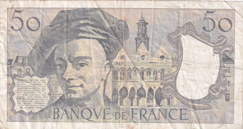 France 50 Francs Quentin de la Tour, type 1987 Old issue rare Bank Note