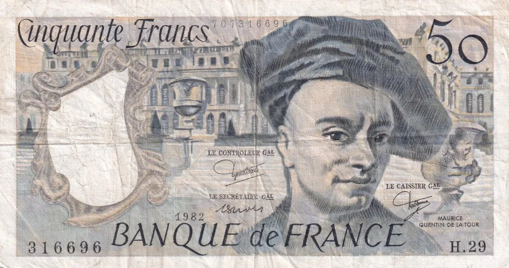France 50 Francs Quentin de la Tour, type 1987 Old issue rare Bank Note