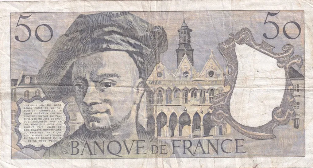 France 50 Francs Quentin de la Tour, type 1987 Old issue rare Bank Note