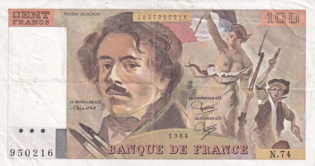 France 100 Francs Delacroix type Lowest Price Rare Note #B-2