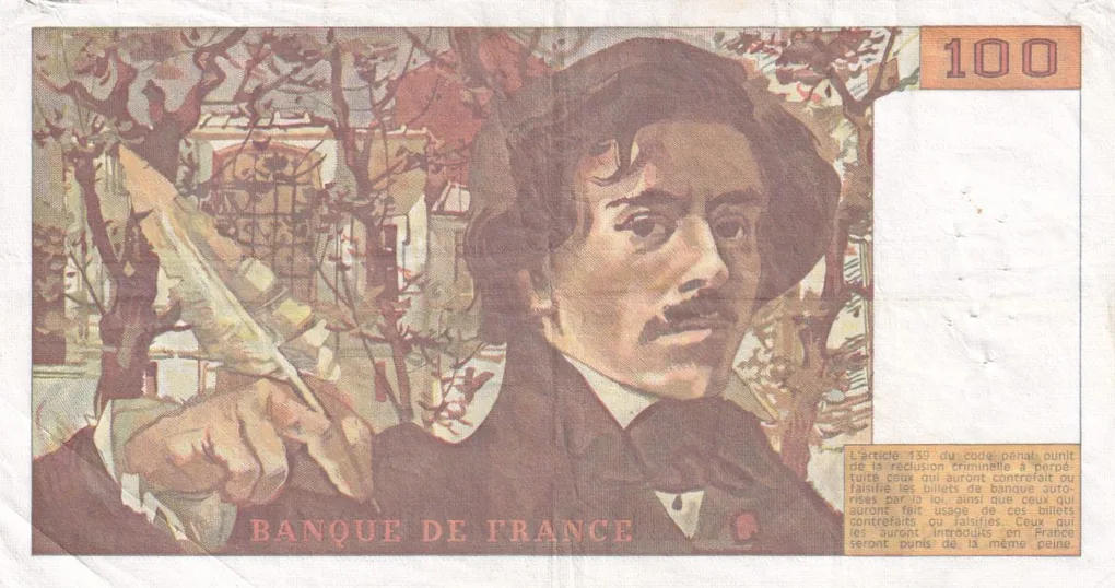 France 100 Francs Delacroix type Lowest Price Rare Note #B-2