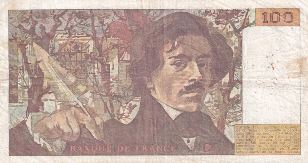 France 100 Francs Delacroix type Lowest Price Rare Note #B-2