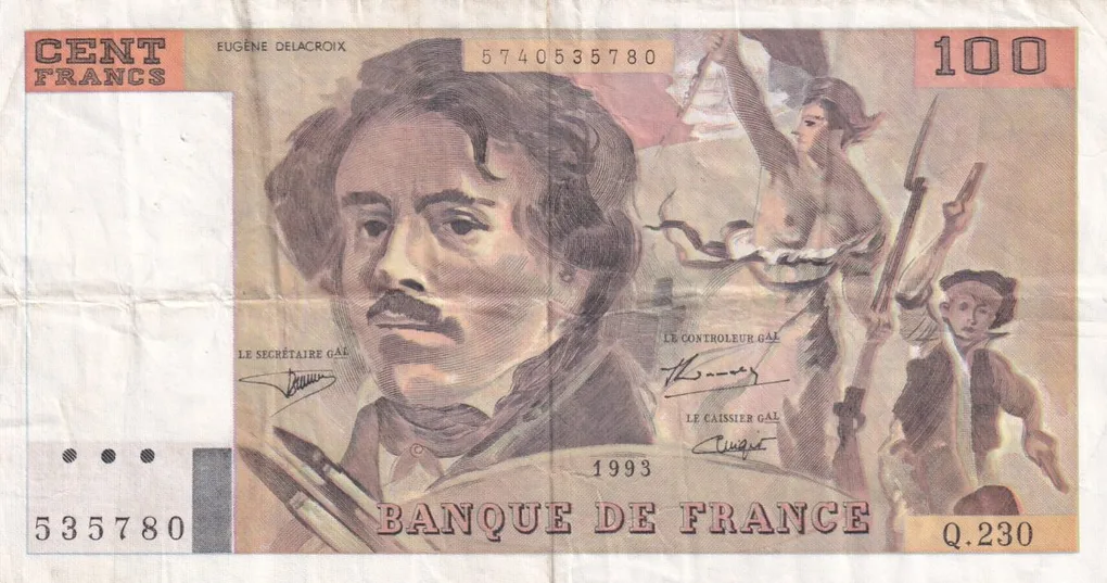 France 100 Francs Delacroix type Lowest Price Rare Note #B-2