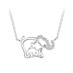 Silver Mom and Baby Elephant Necklace Very Unique and Rare Anti Tarnish