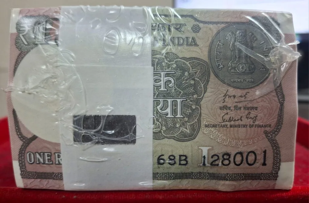 Rare 1 Rupee 2019 Rare Date Complete RIM Sealed Mint Packed 1000 Notes GEM UNC