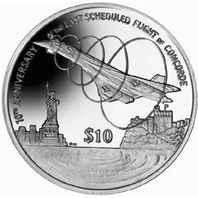 British Virgin Islands 10 dollars, 2013 10th Anniversary - Last Flight of Concorde Rare Silver Proof Set Coin