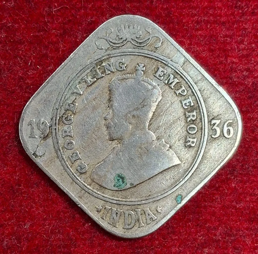 India - British 2 Annas 1936- George V Rare Lowest Price Coin #M-968