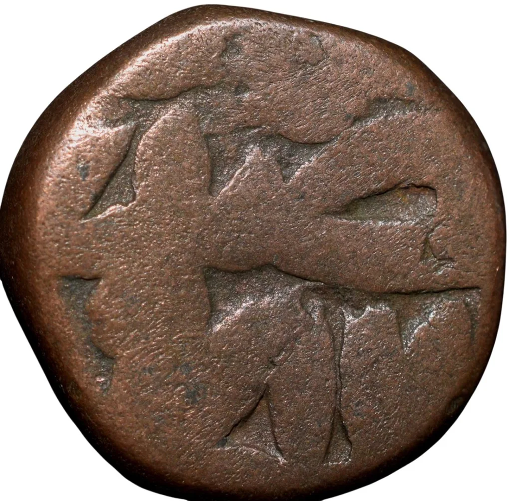 Copper Dam of Akbar (AD 1556-1605) of Bairata Mint Semi-Tugra Style