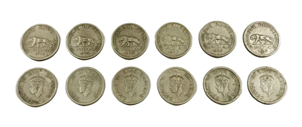 One Rupee Cu/Ni Year 1947 LION 🦁 Portrait Bombay Mint Lot 12 Coins are in Collectable Grades.