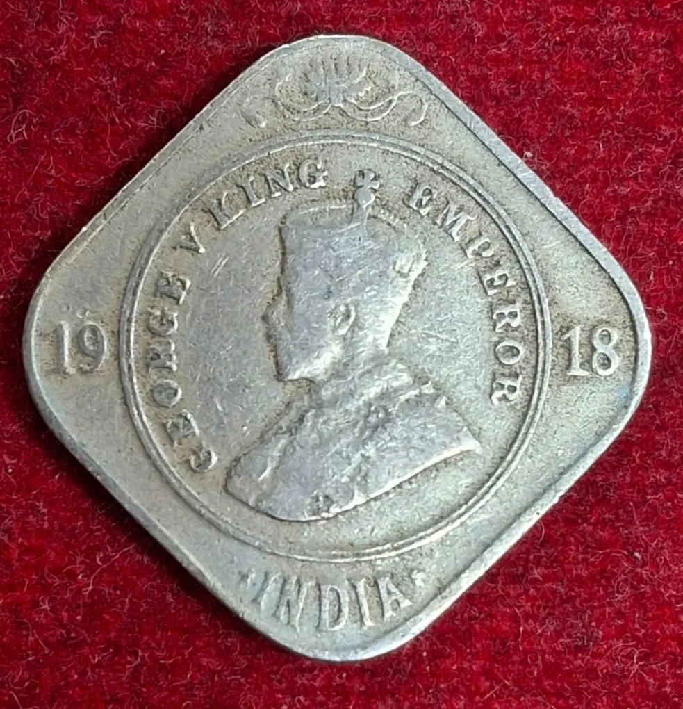 India - British 2 Annas 1918- George V Rare Lowest Price Coin #M-969