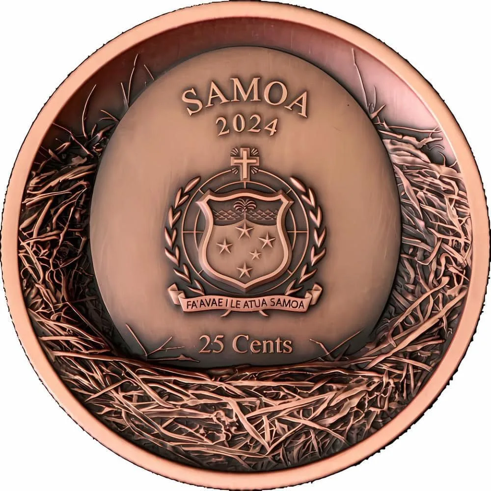 BUBO BUBO Owl Tree Hollow Copper Coin 25 Cents Samoa 2024 proof set beautiful coin set