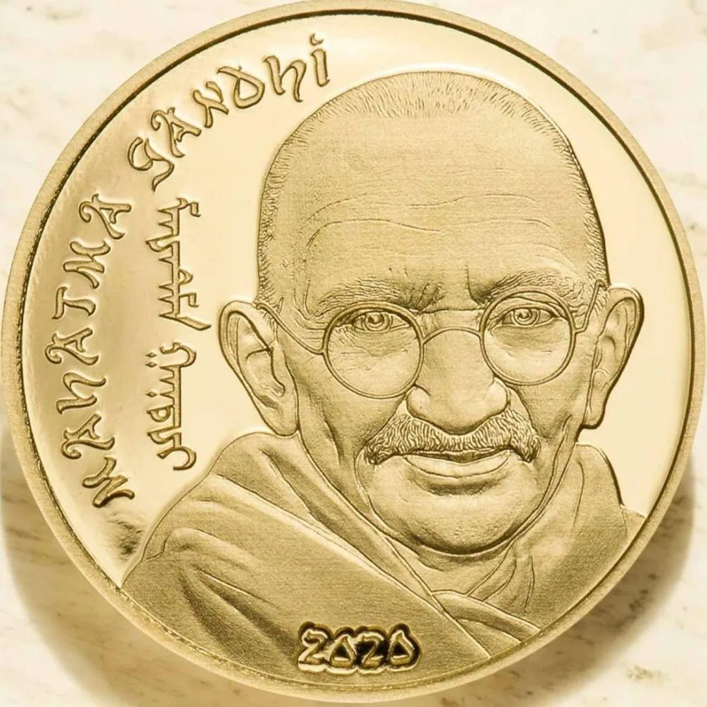 Mahatma Gandhi 1000 Tögrög Mahatma Gandhi Mongolian Mint Limited Edition Issue Pure 9999 Gold Unique and Rare