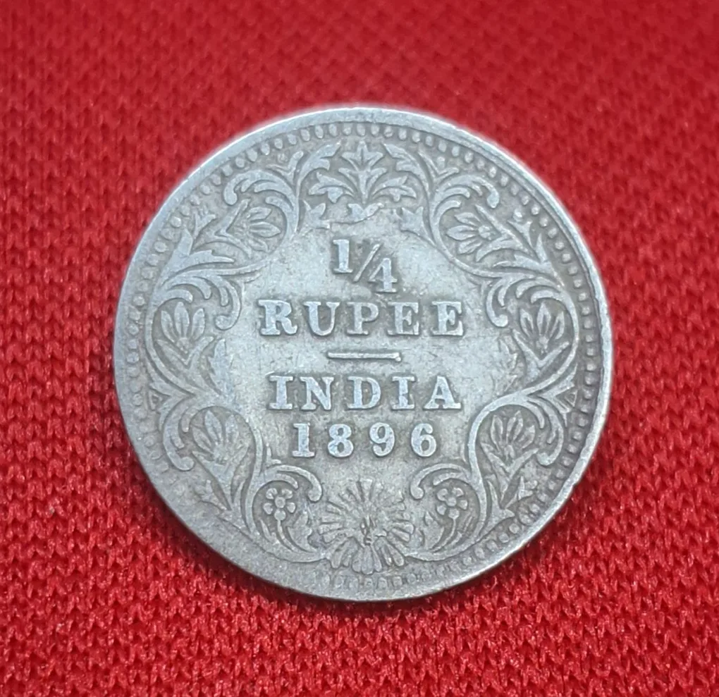 1/4 Rupee 1896 Victoria Queen Coin Calcutta Mint