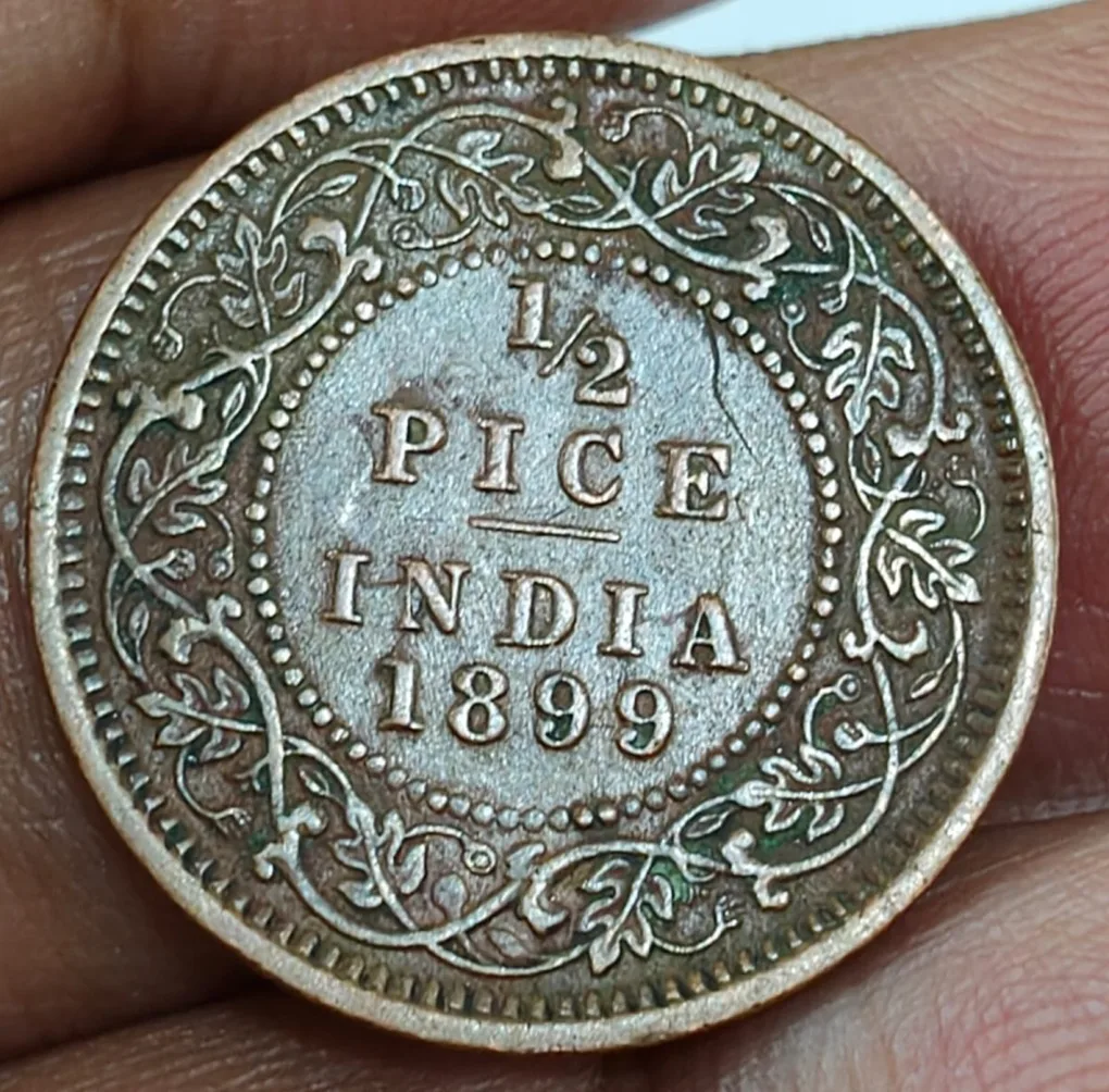 1899 Victoria 1/2 Pice high grade British India coin #M-991
