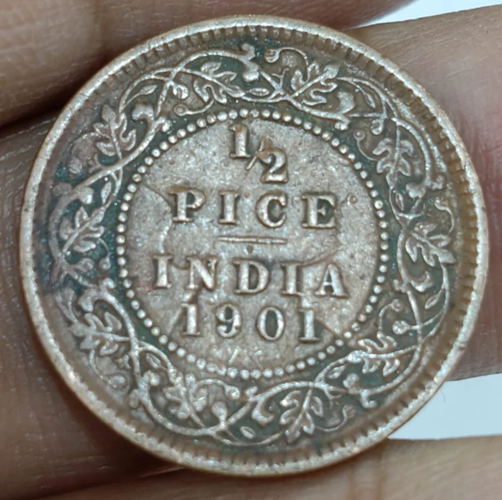 1901 Victoria 1/2 Pice high grade British India coin #M-995