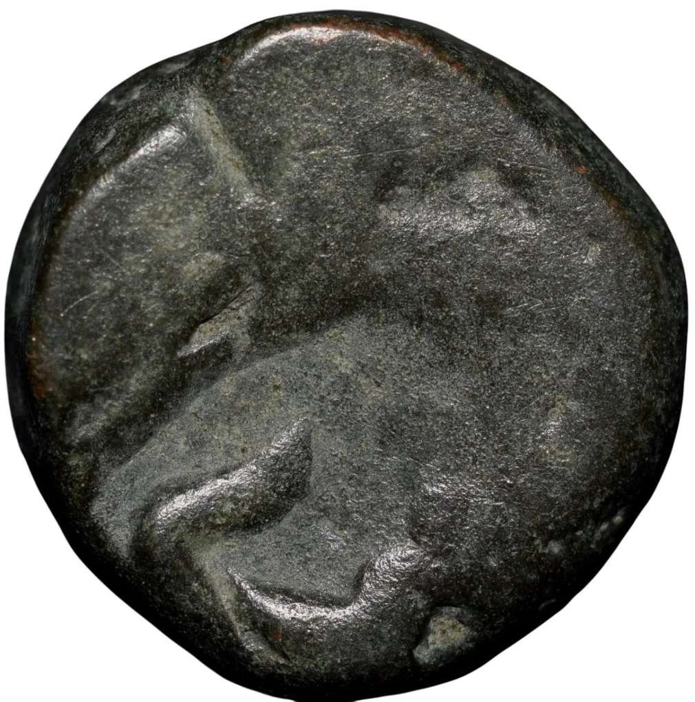 Copper Paisa of Hyderabad State (18th Cen. AD) of Amravati Mint with Trishul above Sword