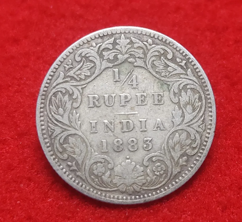 Rare Victoria Empress 1/4 Rupee 1883 Bombay Mint