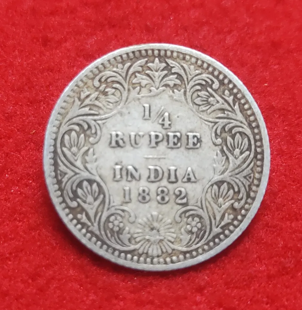 Rare Victoria Empress 1/4 Rupee 1882 Calcutta Mint