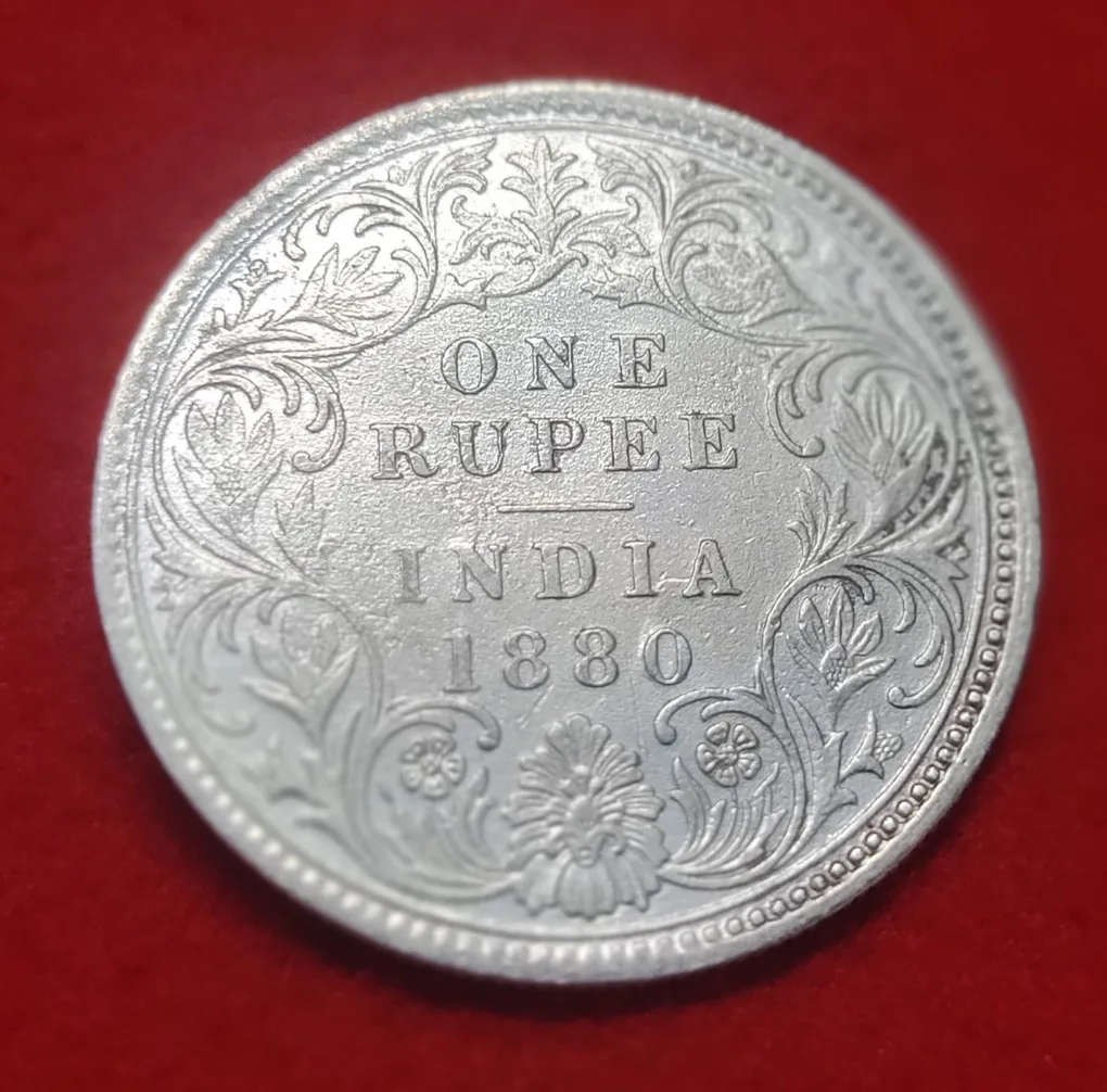 One Rupee Silver Coin Victoria Empress 1880 Calcutta Mint