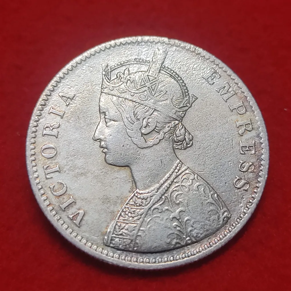 One Rupee Silver Coin Victoria Empress 1880 Calcutta Mint