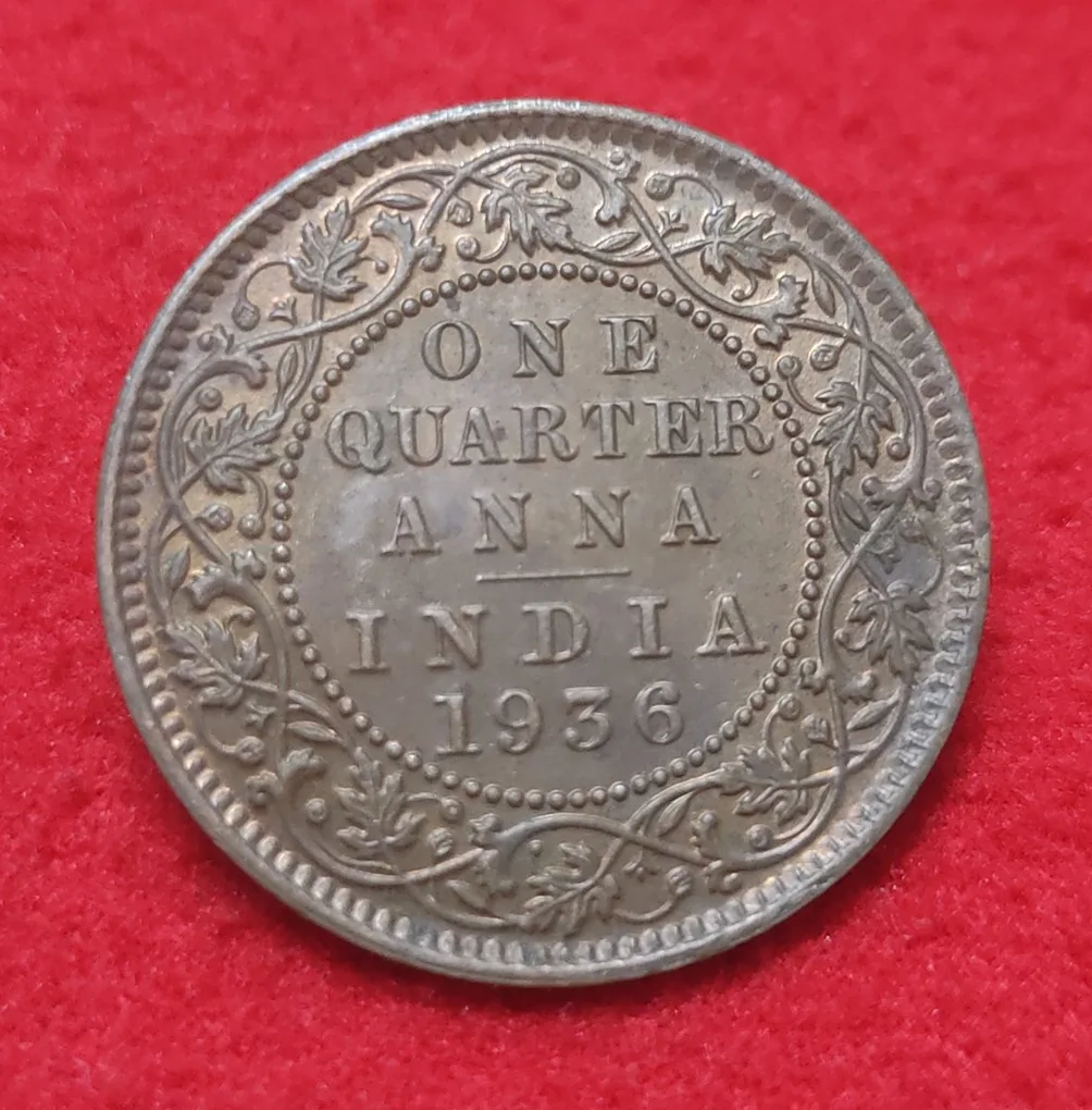 One Quarter Anna (Bronze) George V King Calcutta Mint
