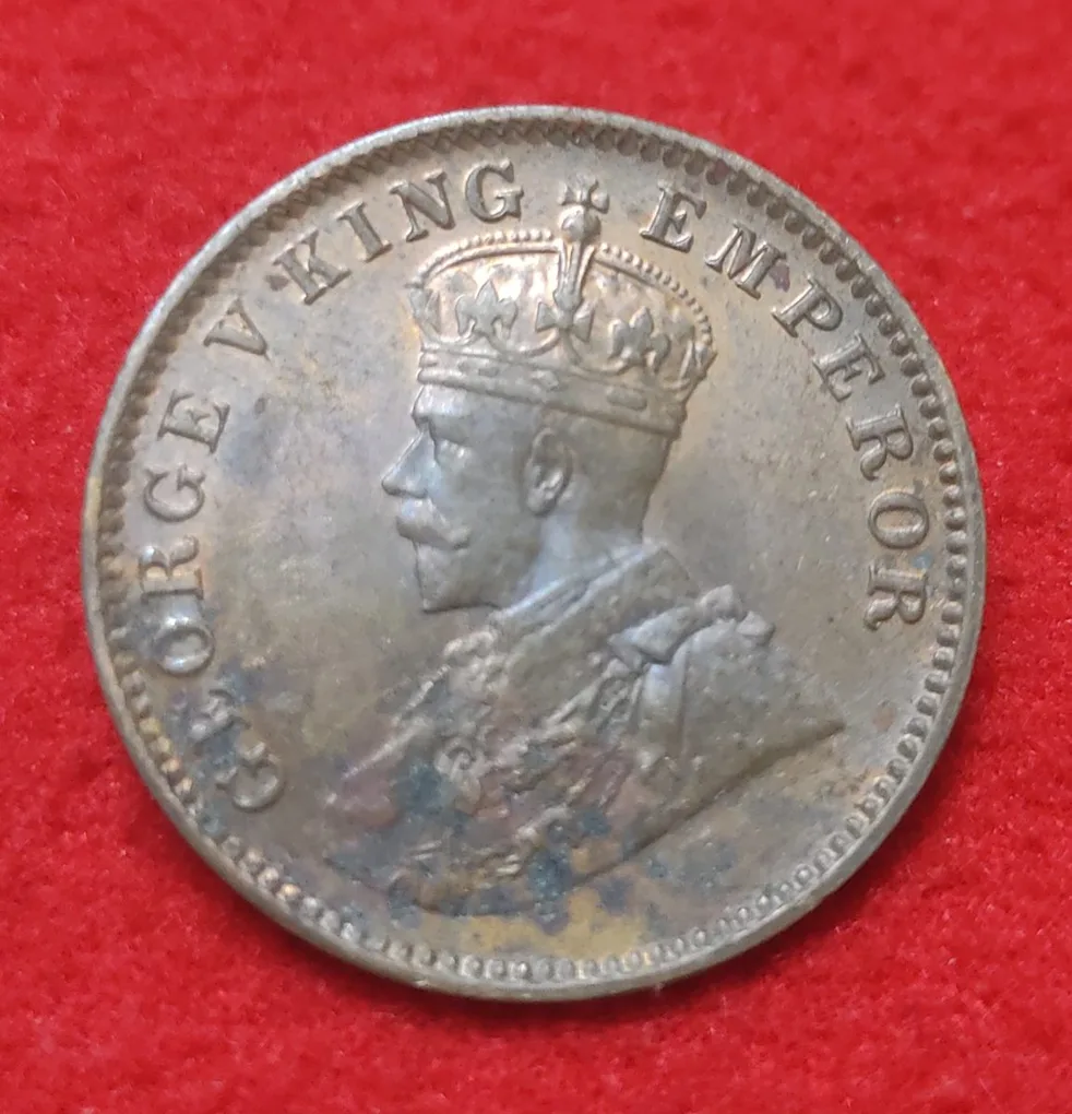 One Quarter Anna (Bronze) George V King Calcutta Mint