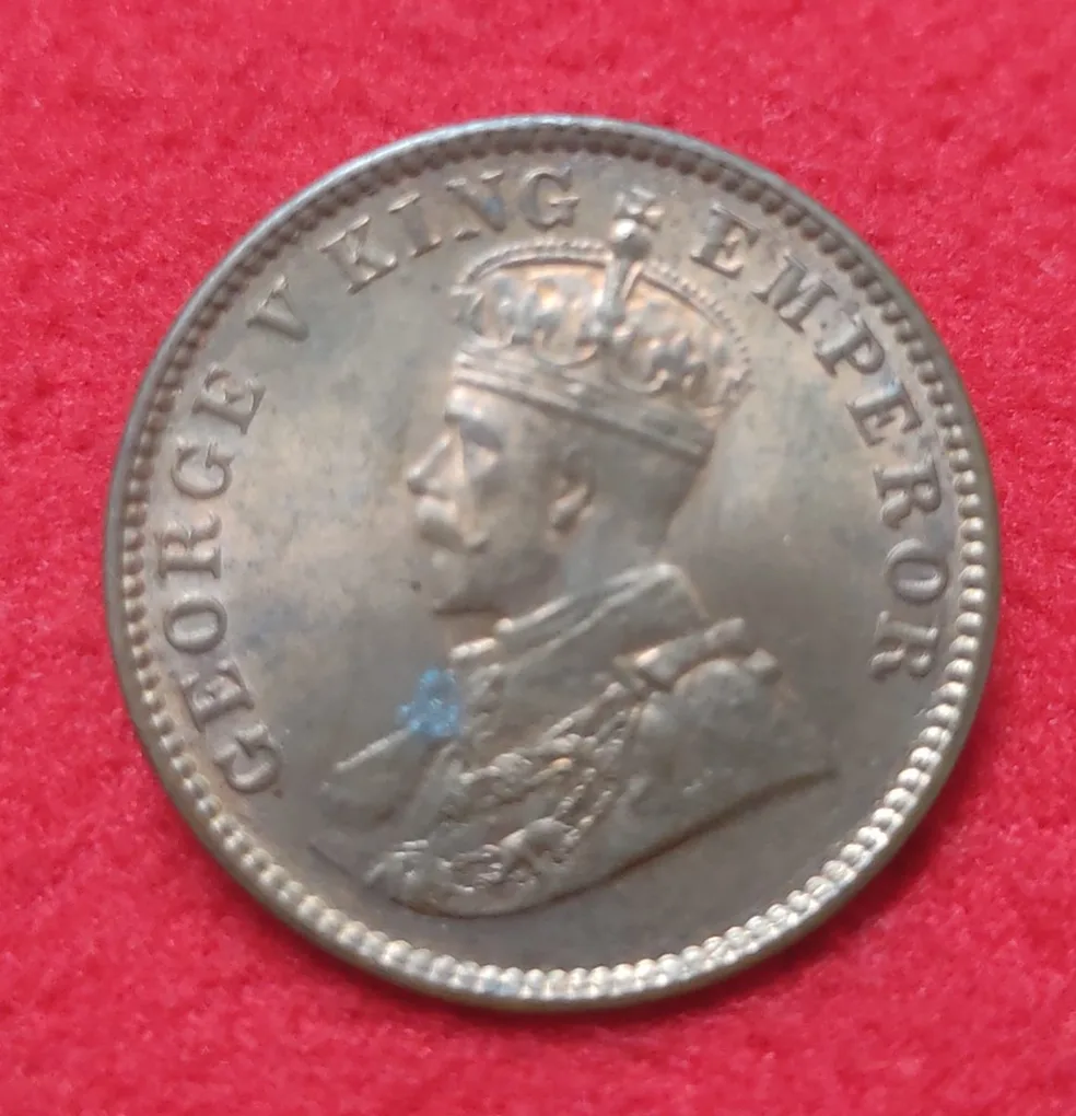One Quarter Anna (Bronze) George V King Calcutta Mint