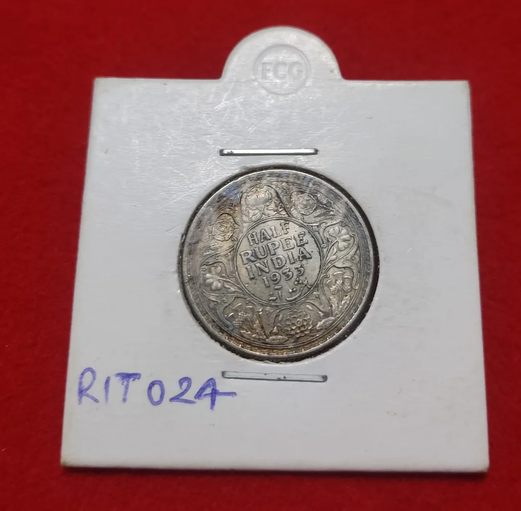 Half Rupee Silver Coin George V 1933 Calcutta Mint Good Condition