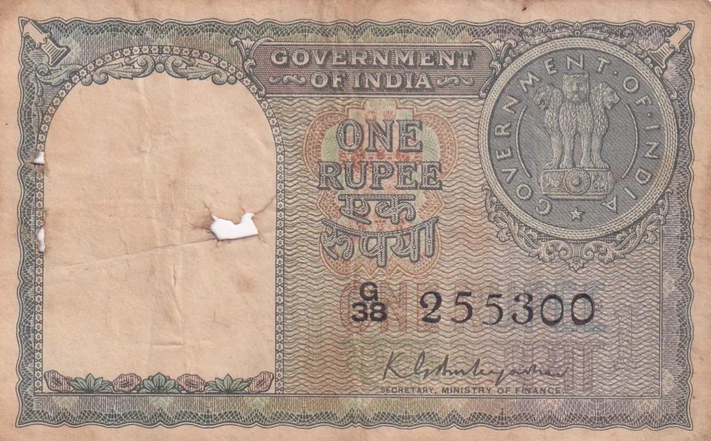 A-3 One Rupees k.g.ambegaonkar (Ashok pillar) 1951 very rare note