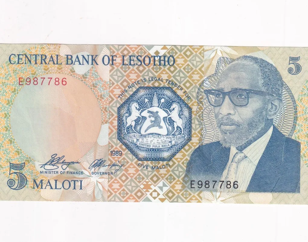 Lesotho 5 Maloti Fancy number ending 786 extremely rare note#b-2
