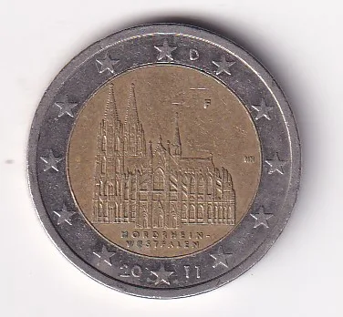 Germany 2 Euros 2011 - "Nordrhein-Westfalen" Rare Commemorative Bimetallic Coin #M-1025