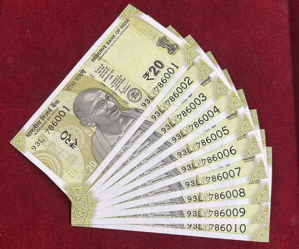 786001 to 786010 (10 Pcs )UNC 20 Rupees Fancy Number Set